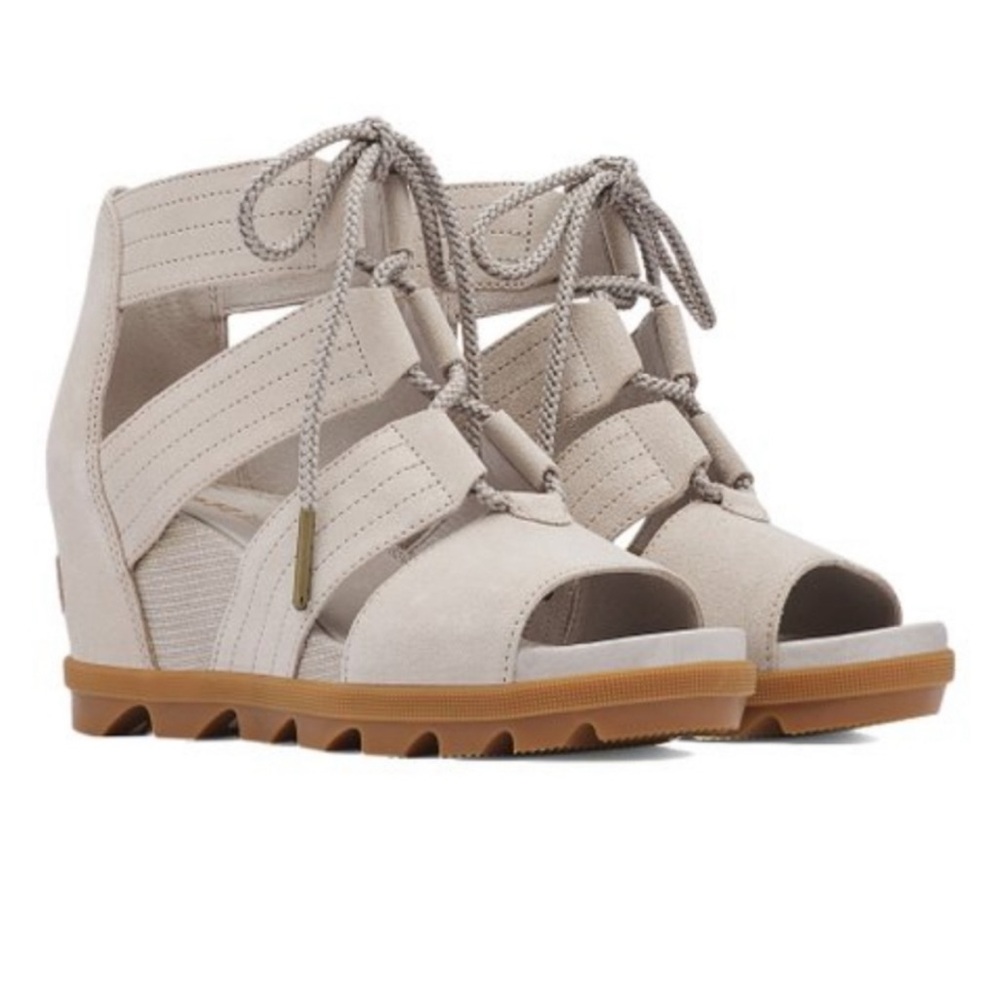 Sorel Joanie II Lace Webbing Wedge Sandals – Open Toe Cutout Heel • Size 10 - Picture 2 of 13